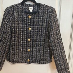 J. Crew Women's Black and Gold Tweed Blazer